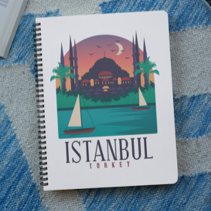 Cuaderno Retro Vintage Estambul Turquía Silueta Santa Sofía
