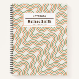 Cuaderno Retro Wavy Abstract Pattern Professional Notebook