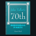 Cuaderno Retro White Frame 70th Birthday Guest Book<br><div class="desc">Estilo vintage y retro para este libro de personalizable de cumpleaños número 70 con marco blanco. Puede cambiar fácilmente el fondo del color y el texto (fuente, color, tamaño y posición) haciendo clic en el botón personalizar. — NUEVO = Disponible en el libro de visitas de portada dura. — Cumpleaños...</div>