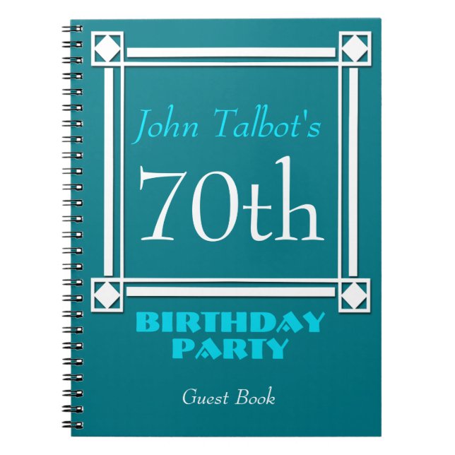Cuaderno Retro White Frame 70th Birthday Guest Book (Frente)