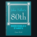 Cuaderno Retro White Frame 80th Birthday Guest Book<br><div class="desc">Estilo vintage y retro para este libro de personalizables de cumpleaños número 80 con marco blanco. Puede cambiar fácilmente el fondo del color y el texto (fuente,  color,  tamaño y posición) haciendo clic en el botón personalizar.</div>