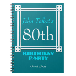 Cuaderno Retro White Frame 80th Birthday Guest Book