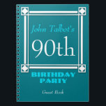 Cuaderno Retro White Frame 90th Birthday Guest Book<br><div class="desc">Estilo vintage y retro para este libro de personalizables de 90 años con marco blanco. Puede cambiar fácilmente el fondo del color y el texto (fuente, color, tamaño y posición) haciendo clic en el botón personalizar. Cumpleaños coincidente guardar la postal de fecha, etiqueta de agradecimiento de cumpleaños, bolsa de favores...</div>