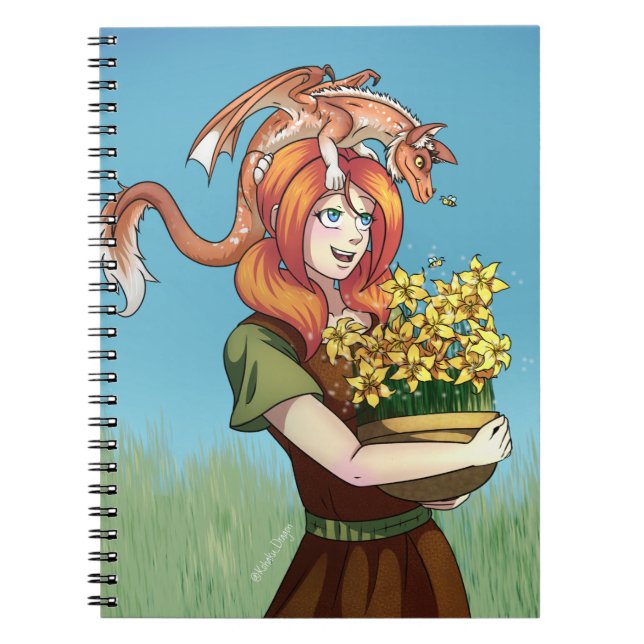 Cuaderno Reuniendo flores con un dragón (Frente)