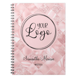 Cuaderno Reunión con el logotipo de negocios de Rubor Pink 