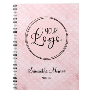 Cuaderno Reunión de Logotipo Empresarial Glam Sirena Rosa R