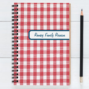 Cuaderno Reunión Familiar de Cuadros Gingham Rojo y Blanco