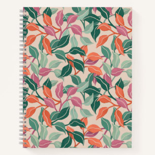 Cuaderno Revista Botánica Verde Coral Hoja Tropical Chic