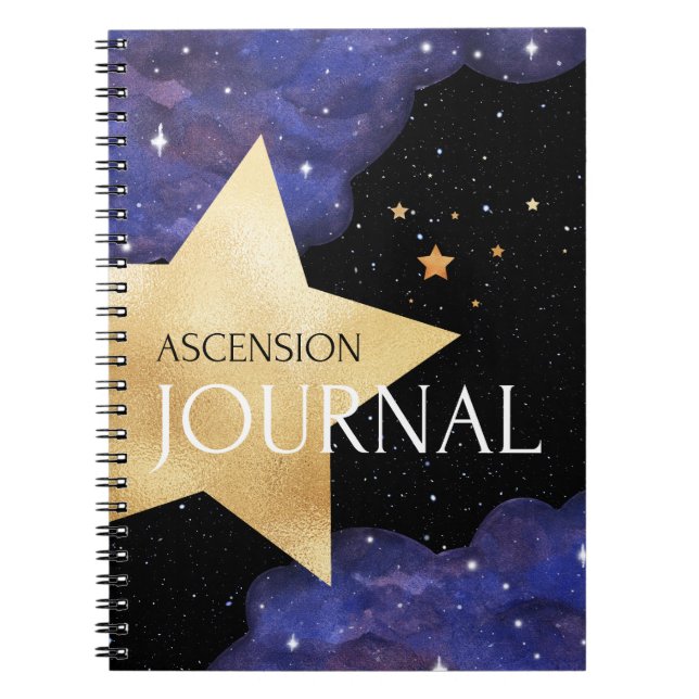 Cuaderno Revista de ascensión - Estrella cósmica morada y d (Frente)