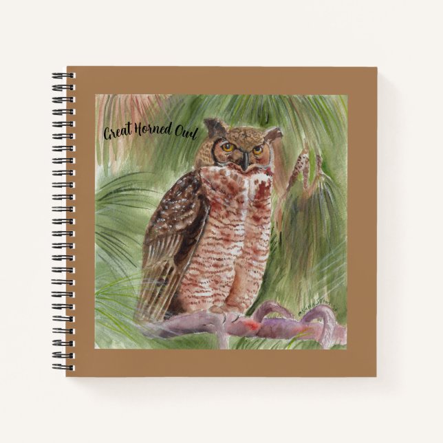 Cuaderno Revista de búho de cuerno grande (Anverso)