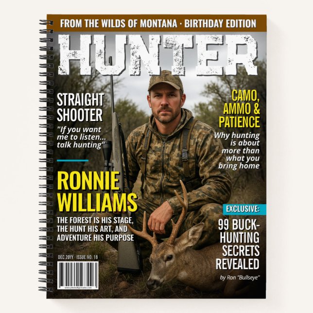Cuaderno Revista de caza personalizada HUNTER Journal, rega (Anverso)