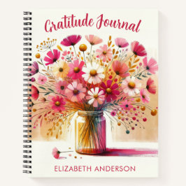 Cuaderno Revista de Gratitud Floral Rosa Vintage