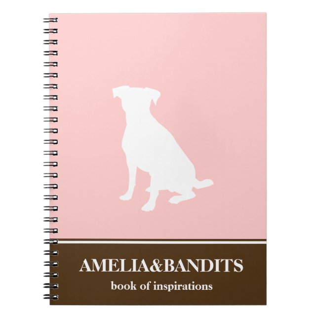 Cuaderno Revista de inspiración rosa de mascota canino (Frente)