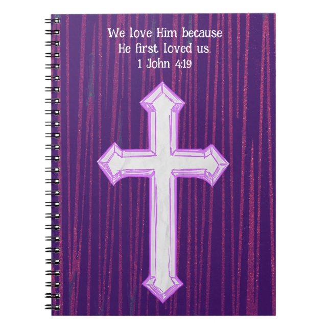 Cuaderno Revista de la cruz de la biblia sobre la fe morada (Frente)