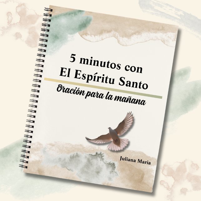 Cuaderno Revista de oración "5 minutos con el Espíritu Sant (Personalized prayer journal, 5 minutes with the Holy Spirit, prayers for the morning)