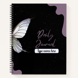Cuaderno Revista Elegante de hojas y mariposa - Lavanda y n