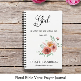 Cuaderno Revista Floral Biblia Verse Prayer