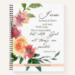 Cuaderno Revista Floral Biblia Verse Prayer