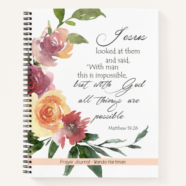 Cuaderno Revista Floral Biblia Verse Prayer (Anverso)