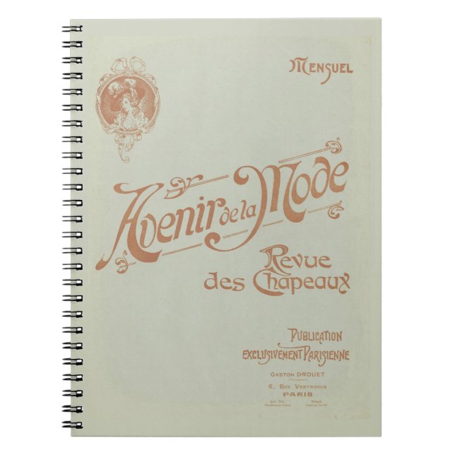 Cuaderno Revista francesa de moda verde Art Nouveau (Frente)