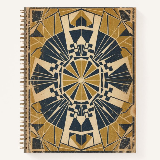 Cuaderno Revista geométrica octogonal dorada Art Déco vinta (Anverso)