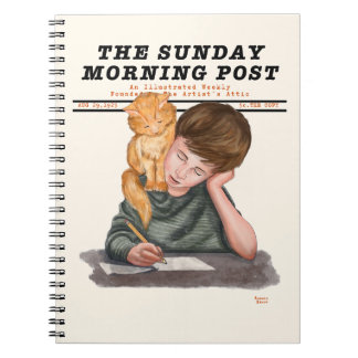 Cuaderno Revista ilustrada de gato y niño vintage de los añ