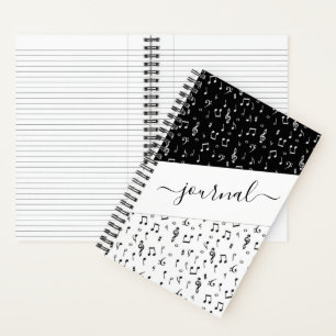 Cuaderno Revista musical personalizada en blanco y negro