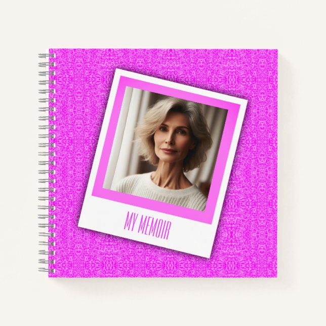 Cuaderno Revista personalizada de memoria rosa elegante fot (Anverso)