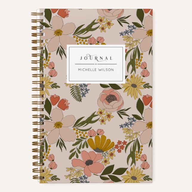 Cuaderno Revista personalizada floral ilustrada (Anverso)