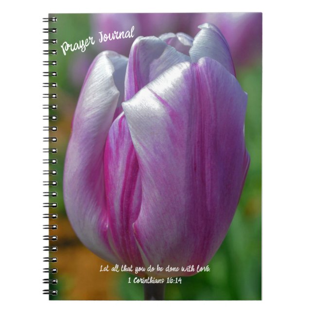 Cuaderno Revista Purple Tulip Bible Verse Prayer (Frente)
