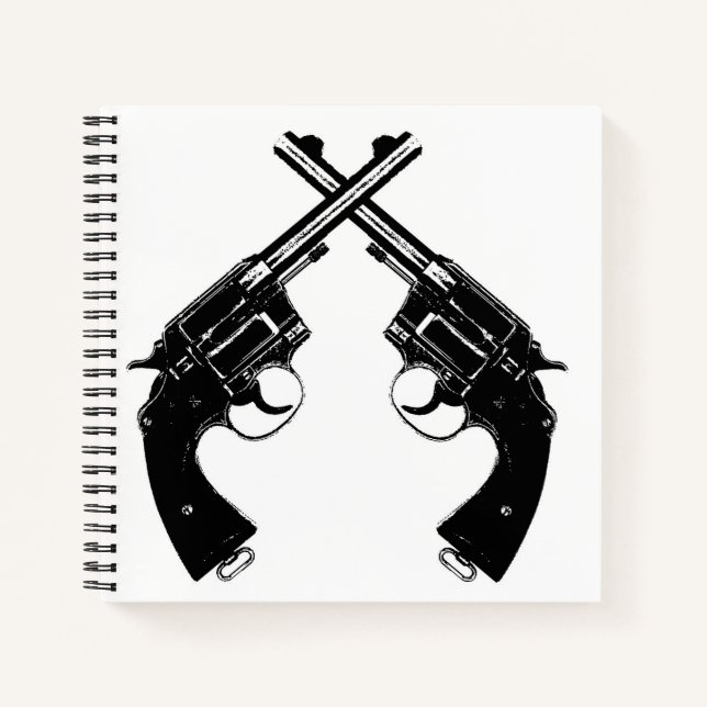 Cuaderno Revólveres antiguos cruzados // armas antiguas en  (Anverso)