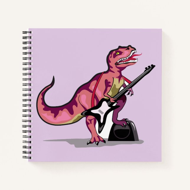Cuaderno Rex Tyrannosaurus Tocando La Guitarra. (Anverso)