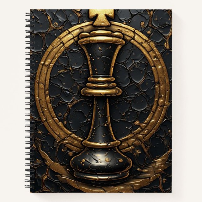 Cuaderno Rey del ajedrez de oro negro Diseño ♜ (Anverso)