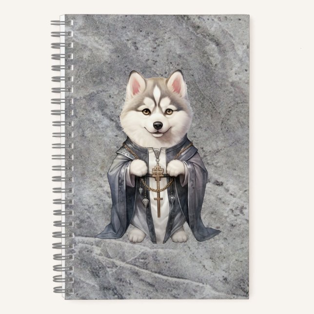 Cuaderno Rey sacerdote Perro Husky Siberiano (Anverso)