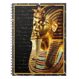 Cuaderno Rey Tutankamón con Jeroglíficos Dorado y Negro