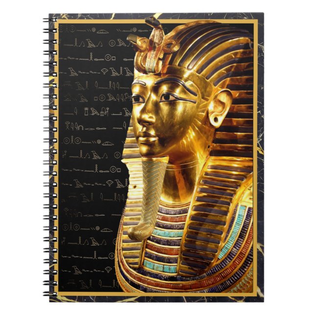 Cuaderno Rey Tutankamón con Jeroglíficos Dorado y Negro (Frente)