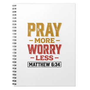 Cuaderno Reza Más Preocupa Menos Matthew 6_34 Diseño de Cam