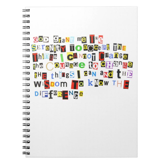 Cuaderno Rezo de la serenidad de la nota de rescate (Frente)