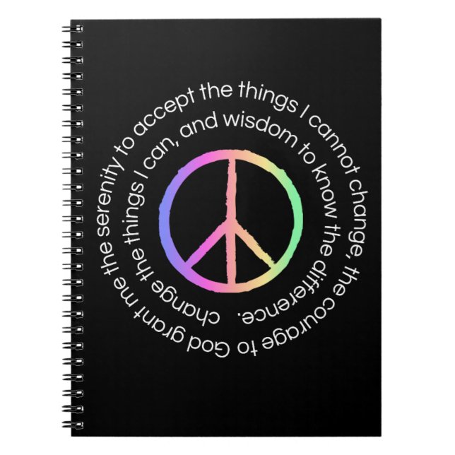 Cuaderno Rezo de serenidad Diario de notas Vida Sobria (Frente)