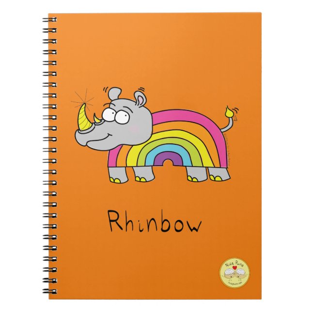 Cuaderno Rhinbow Rhino Naranja de bloc de notas arcoiris (Frente)