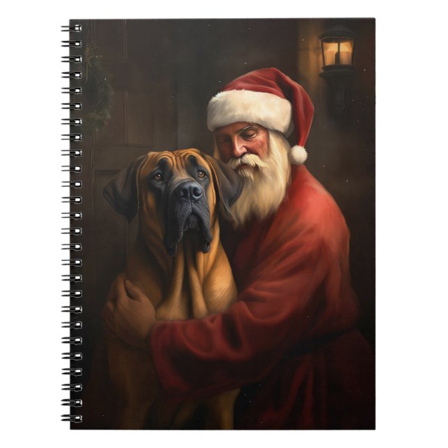Cuaderno Rhodesian Ridgeback Santa Claus Festivo Navidad (Frente)