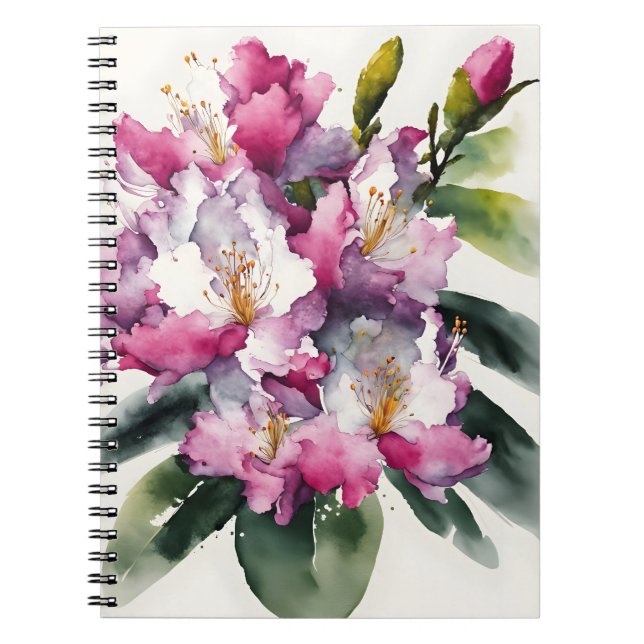 Cuaderno Rhododendron - Flores de acuarela (Frente)