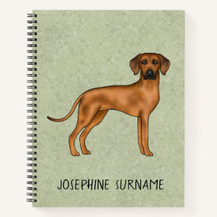 Cuaderno Ridgeback Rodesiano Perro Marrón Cuerdo Con Verde