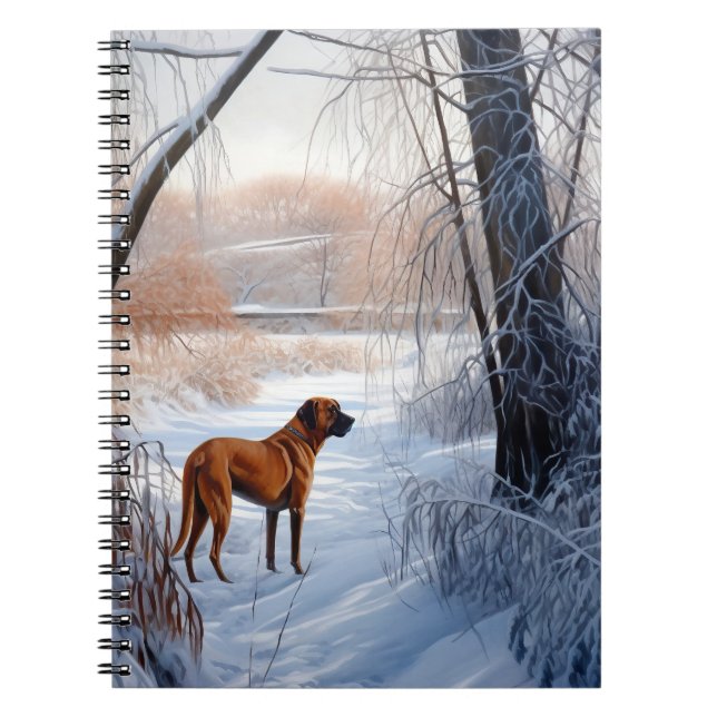 Cuaderno Ridgeback ruso deja que nieve Navidades (Frente)