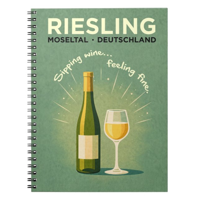 Cuaderno Riesling Moseltal Deutschland Vintage Travel Art (Frente)