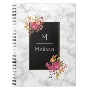 Cuaderno Rincones florales rosas en Personalizado de marco