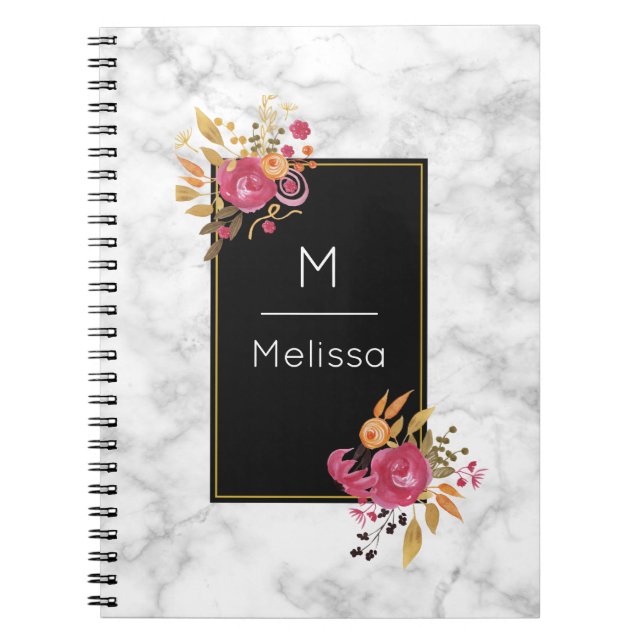 Cuaderno Rincones florales rosas en Personalizado de marco  (Frente)