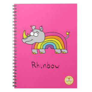 Cuaderno Rinoceronte arco iris rosado para bloc de notas