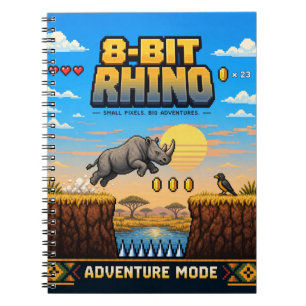 Cuaderno Rinoceronte, arte de píxeles retro de 8 bits