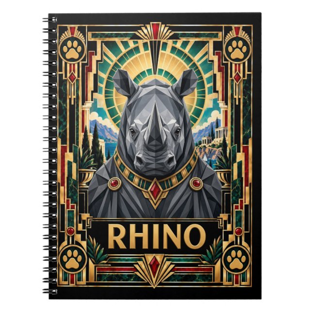 Cuaderno Rinoceronte, fauna Art Déco (Frente)